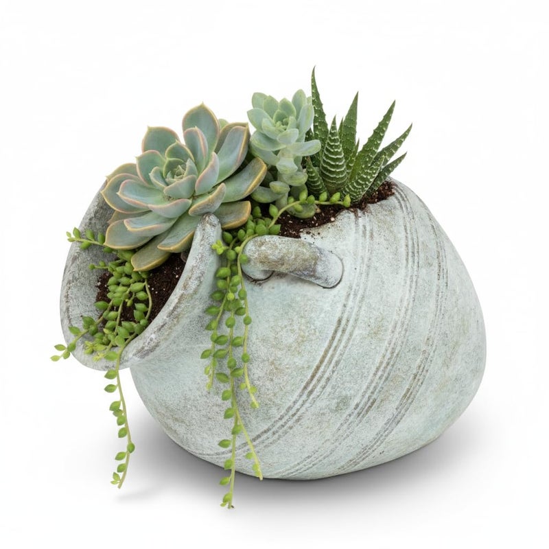Abbott Collection Tipped Urn Planter - Cement Indoor and Outdoor Planter Pot - Grecian Ornamental Vase for Flowers and Succulents - Grey (6" H, 4" Opening) - Image 2